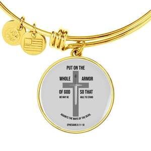 Ephesians 6:1118 Personalized Engraved Gold Circle Bangle Bracelet Custom Na